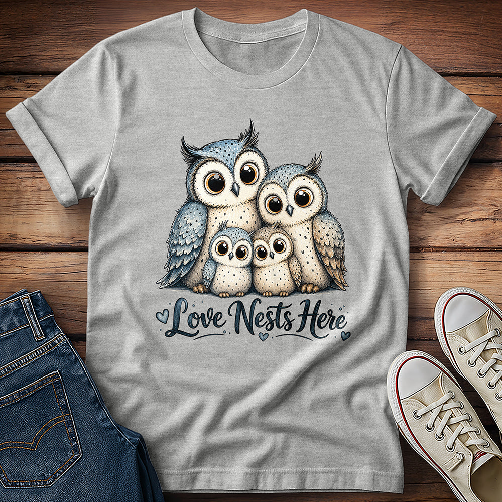 Owl Family - Love Nests Here T-Shirt