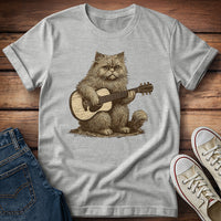 Persian Cat Playing Acoustic Guitar T-Shirt