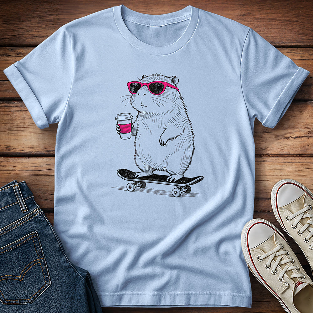 Capybara - Sip, Shred & See Pink T-Shirt