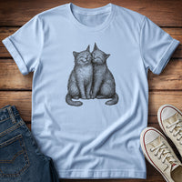 Affectionate Cats Pencil Drawn T-Shirt