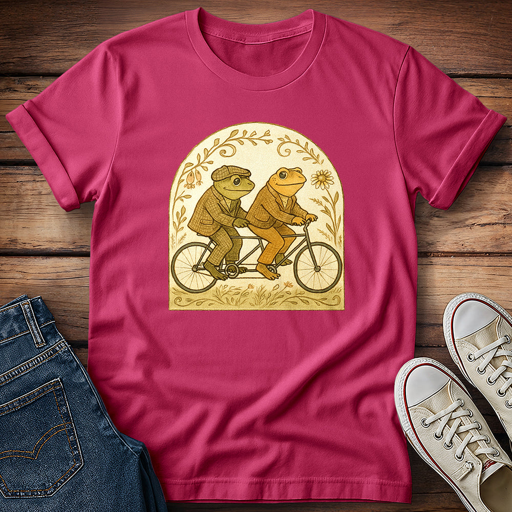 Cottagecore Frogs Riding Tandem T-Shirt