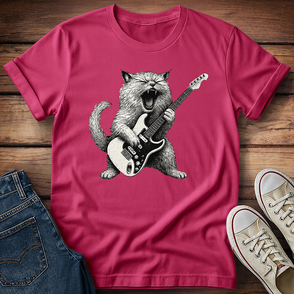 Persian Cat Playing Electric Guitar T-Shirt