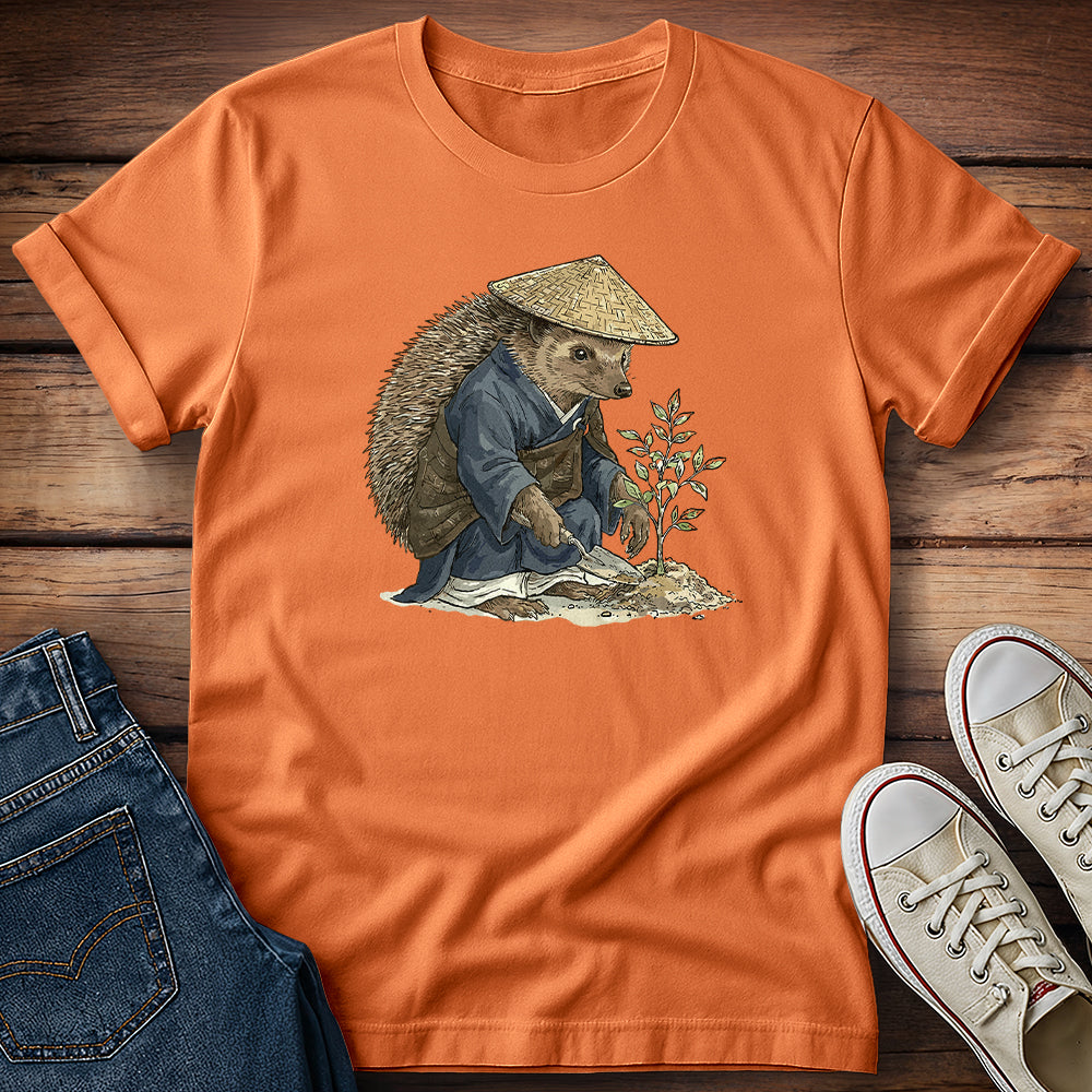 Tiny Hedgehog Gardener, Big Zen T-Shirt