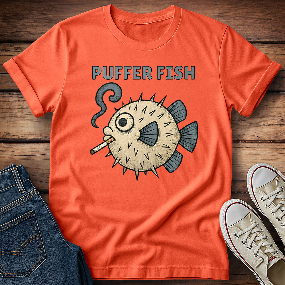 Puffer Fish Cigarette Text T-Shirt