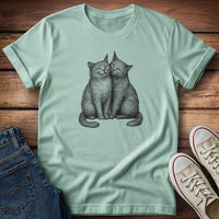 Affectionate Cats Pencil Drawn T-Shirt