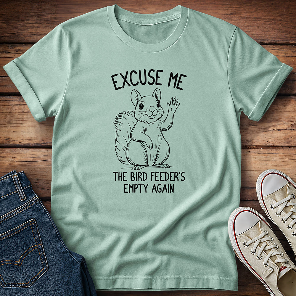 Squirrel - Excuse Me - Black T-Shirt