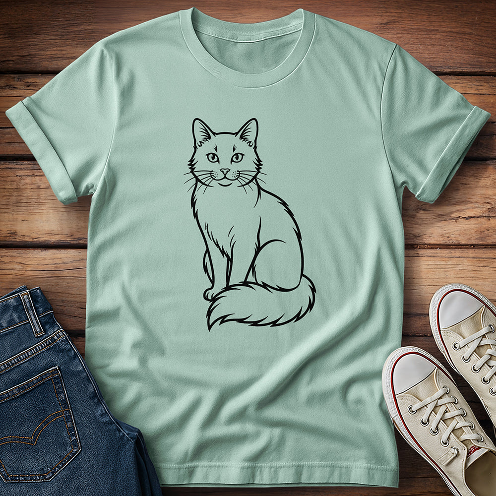 Line Art Cat T-Shirt
