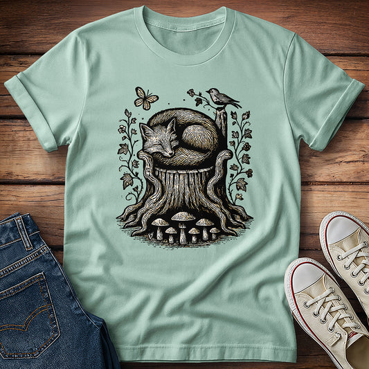 Cottagecore Fox on Stump T-Shirt