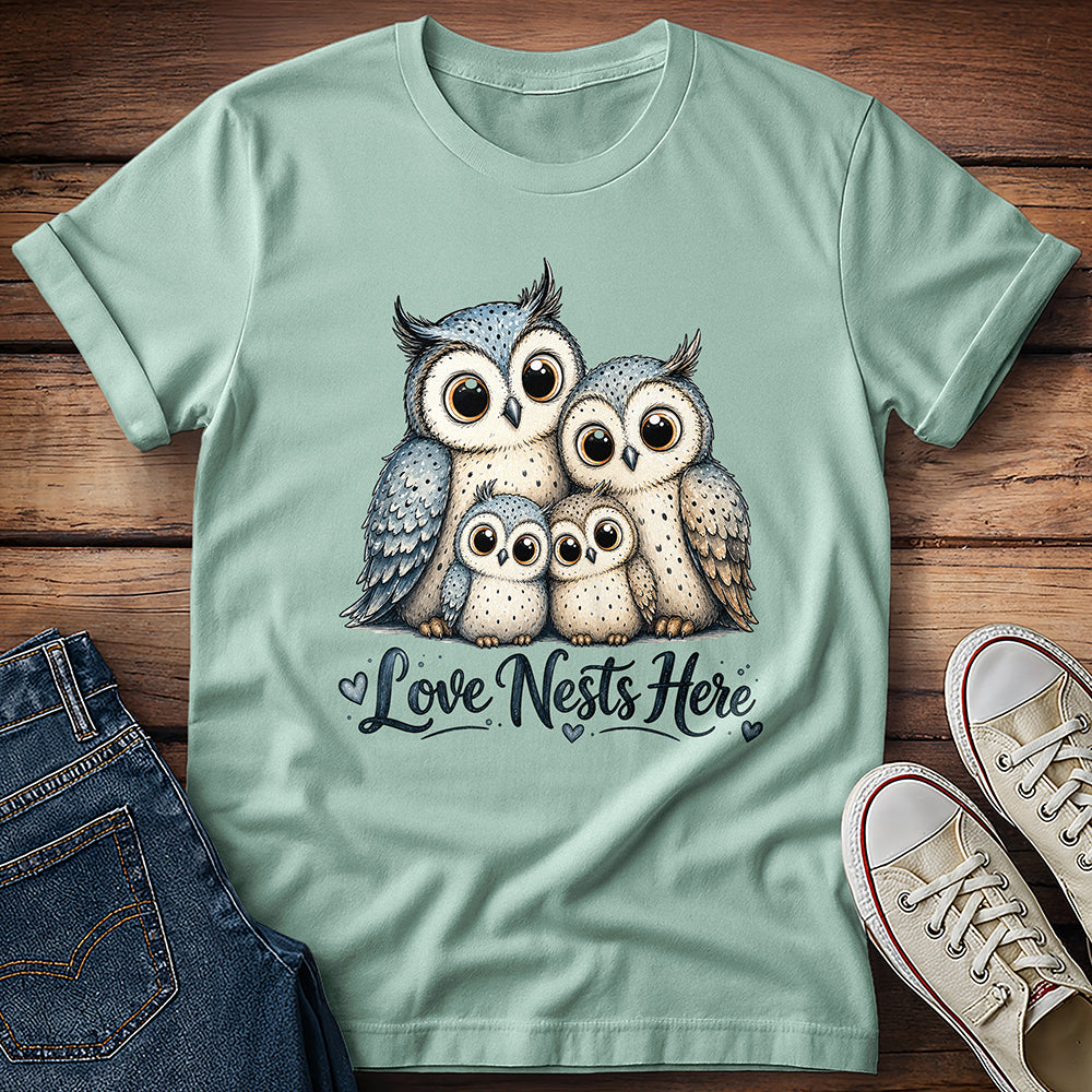 Owl Family - Love Nests Here T-Shirt
