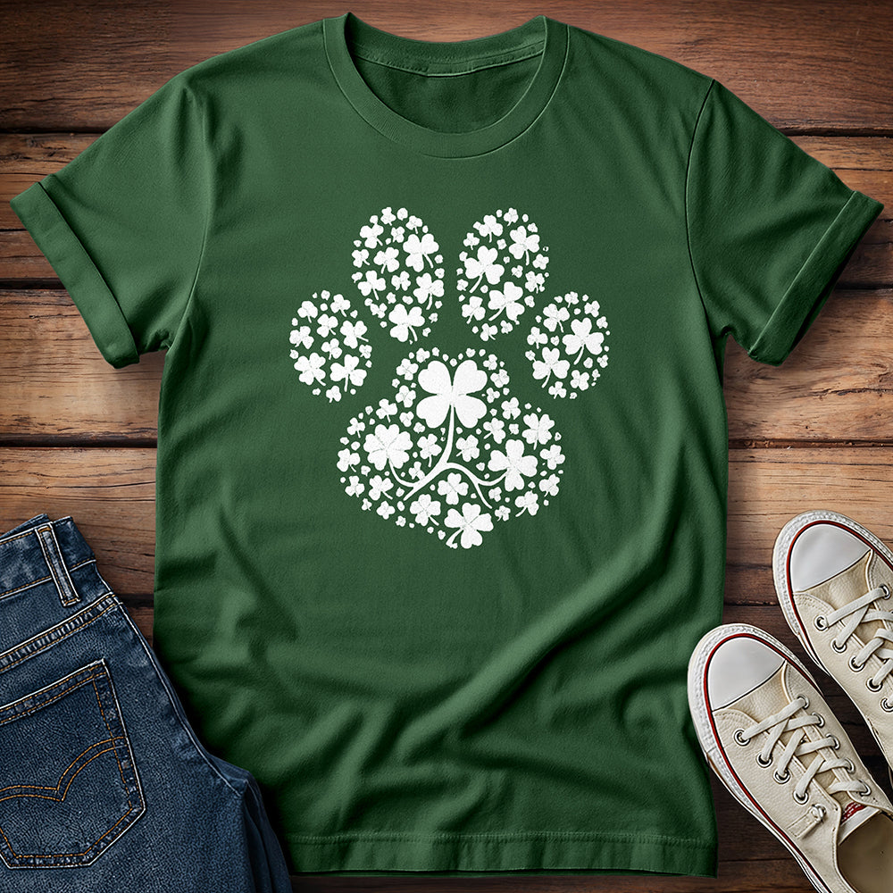 Doggy Shamrock Paw Print T-Shirt