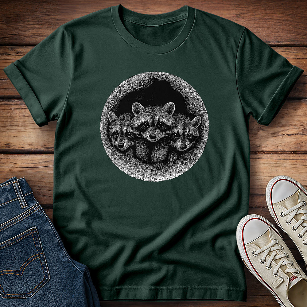 Raccoon Kits in Tree T-Shirt
