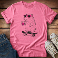 Capybara - Sip, Shred & See Pink T-Shirt