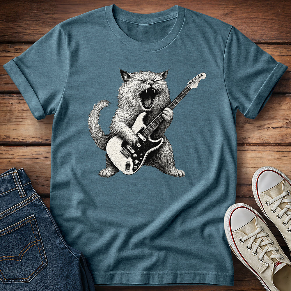 Persian Cat Playing Electric Guitar T-Shirt