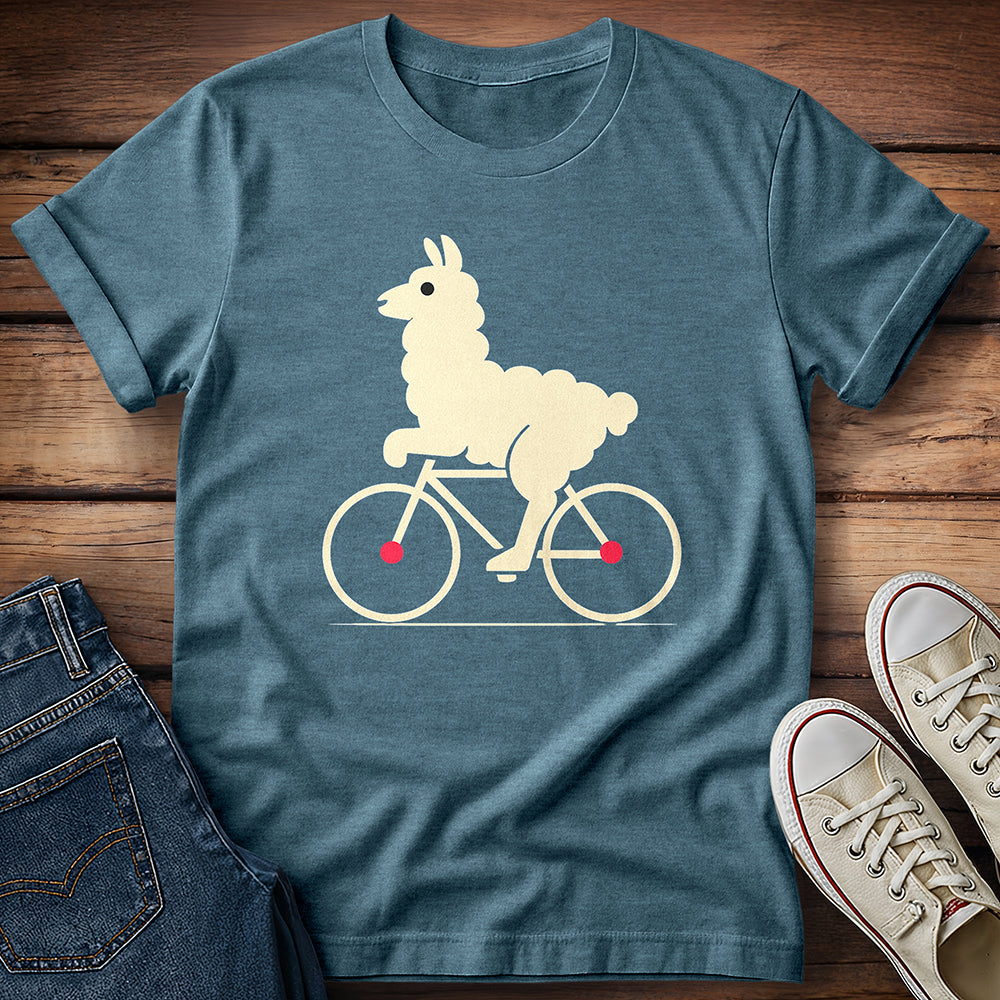 Fluffy Llama On Bike T-Shirt
