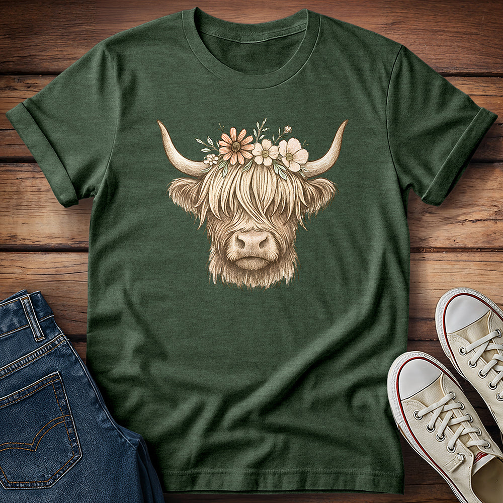 Flowery Highland Cow T-Shirt