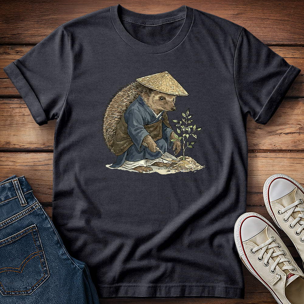 Tiny Hedgehog Gardener, Big Zen T-Shirt