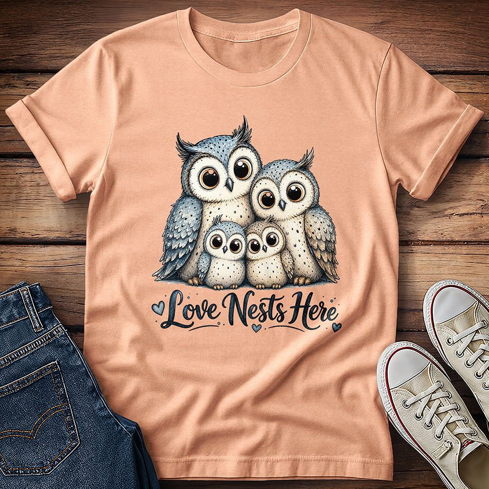 Owl Family - Love Nests Here T-Shirt