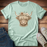 Flowery Highland Cow T-Shirt