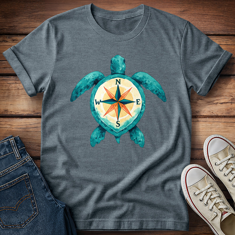 Watercolor Turtle with Compass T- Shirt