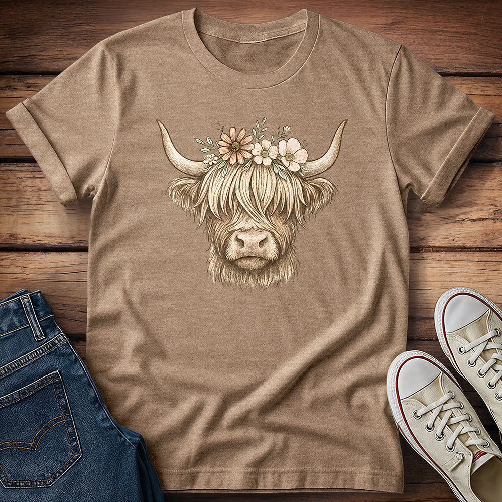 Flowery Highland Cow T-Shirt