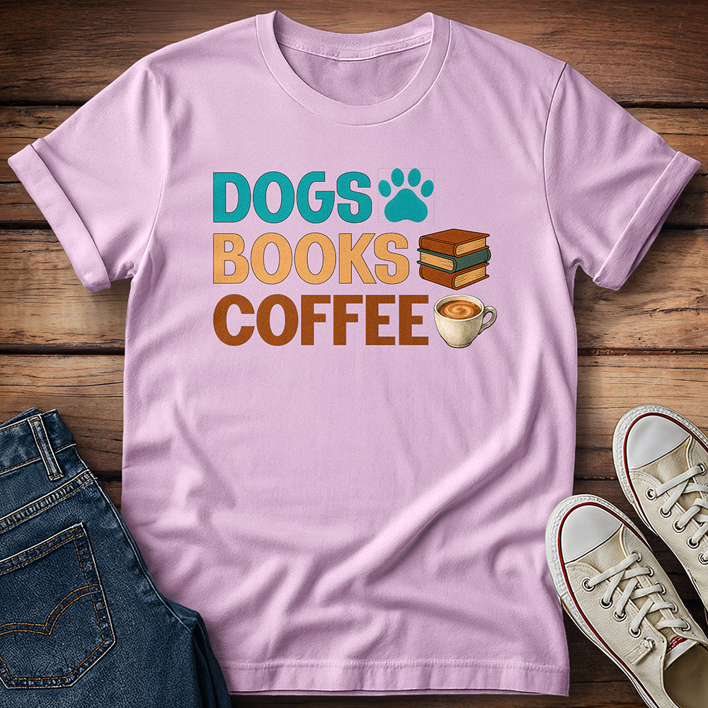 Dogs Books Coffee T-Shirt