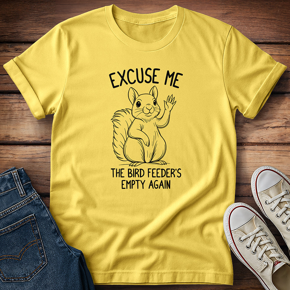 Squirrel - Excuse Me - Black T-Shirt