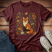 Whimsical Fox Surrounded by Autumn Blooms T-Shirt