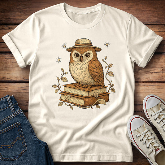 Cottagecore Owl on Books T-Shirt