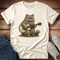 Persian Cat Playing Acoustic Guitar T-Shirt