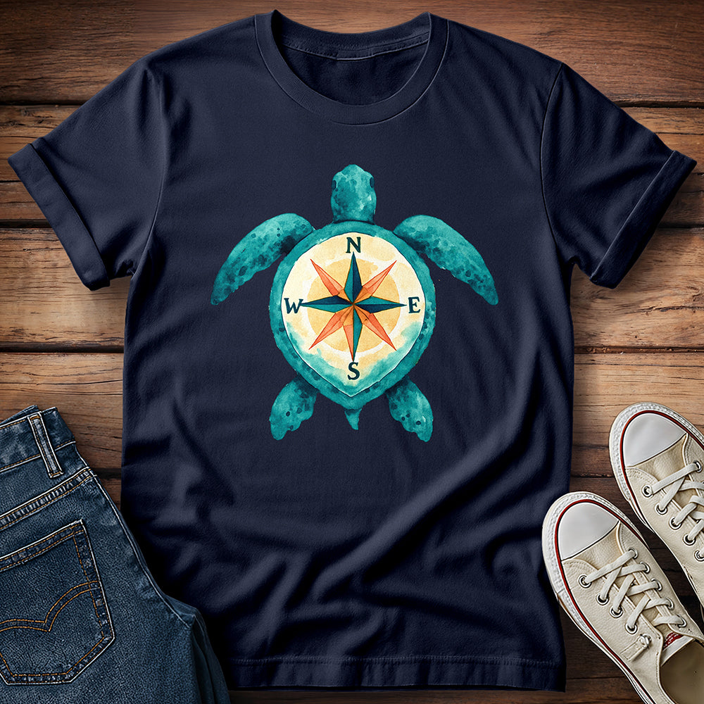 Watercolor Turtle with Compass T- Shirt