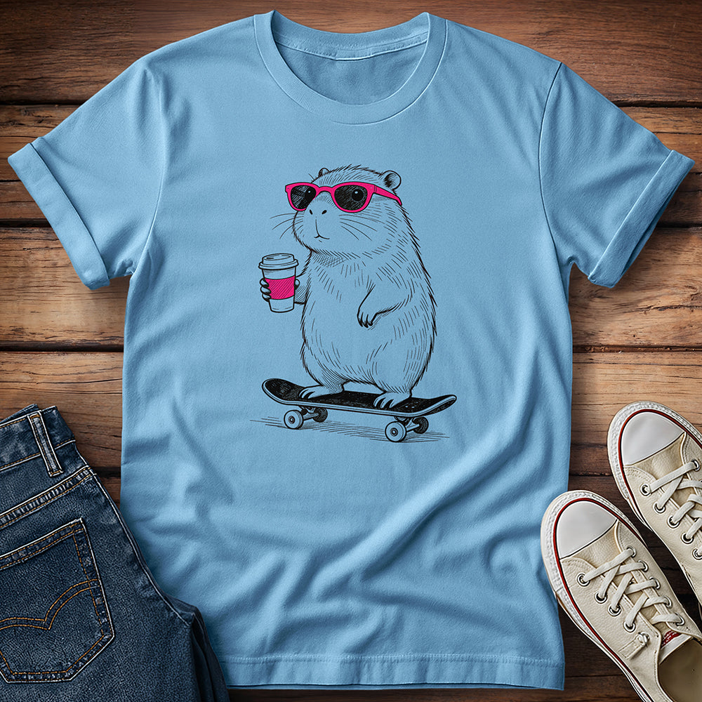 Capybara - Sip, Shred & See Pink T-Shirt