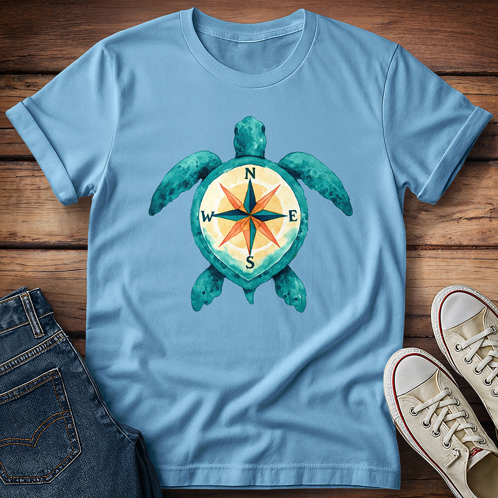 Watercolor Turtle with Compass T- Shirt