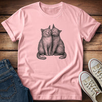 Affectionate Cats Pencil Drawn T-Shirt