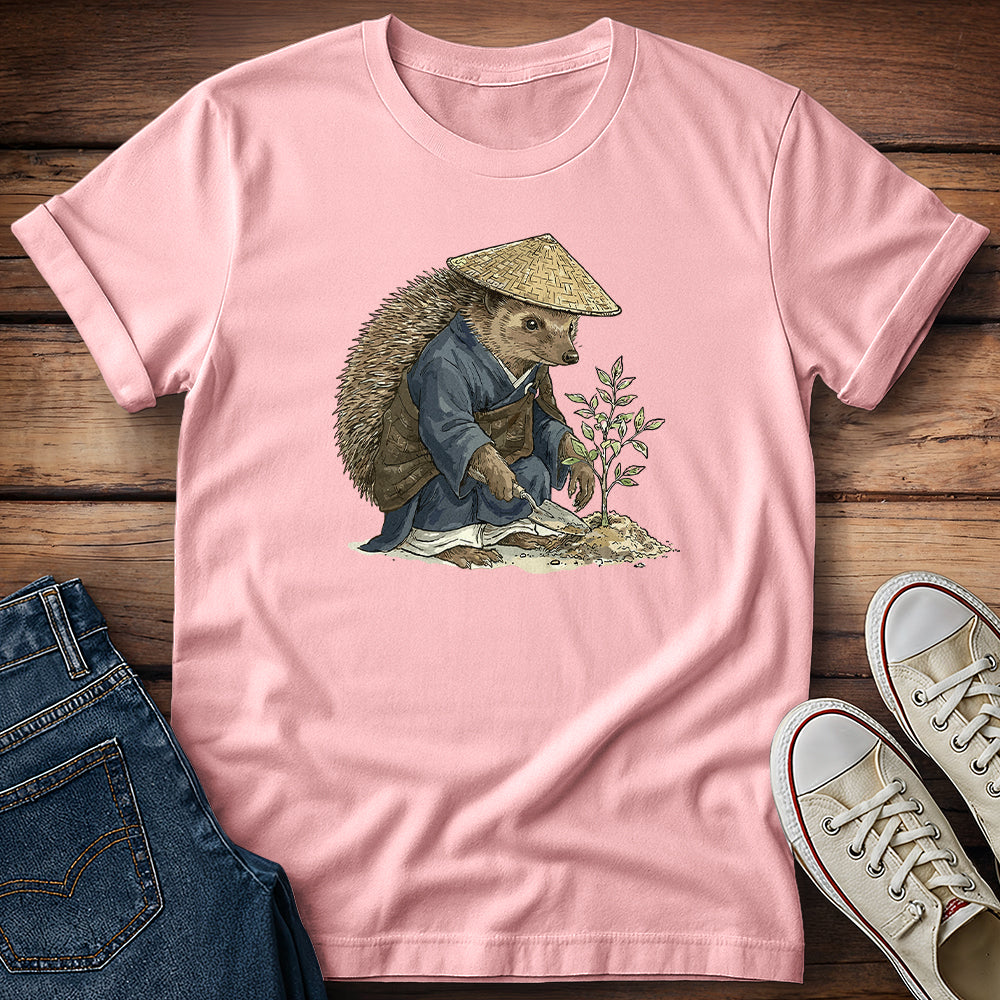 Tiny Hedgehog Gardener, Big Zen T-Shirt
