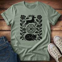 Deer and Fox Linocut T-Shirt