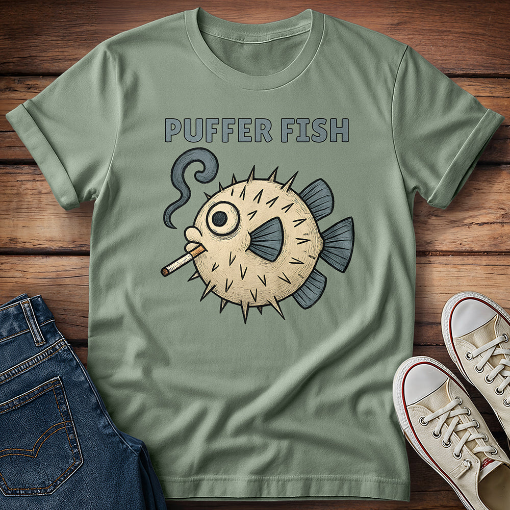 Puffer Fish Cigarette Text T-Shirt
