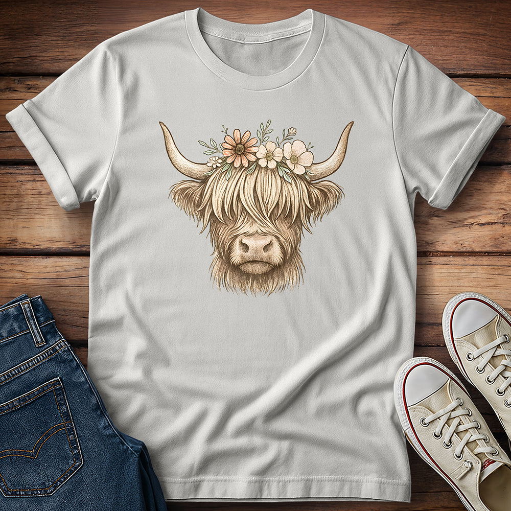 Flowery Highland Cow T-Shirt
