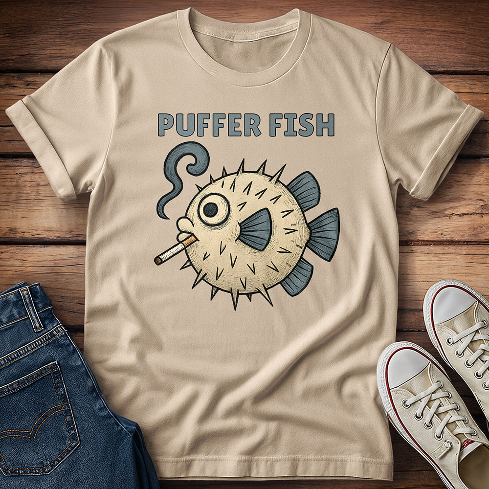 Puffer Fish Cigarette Text T-Shirt