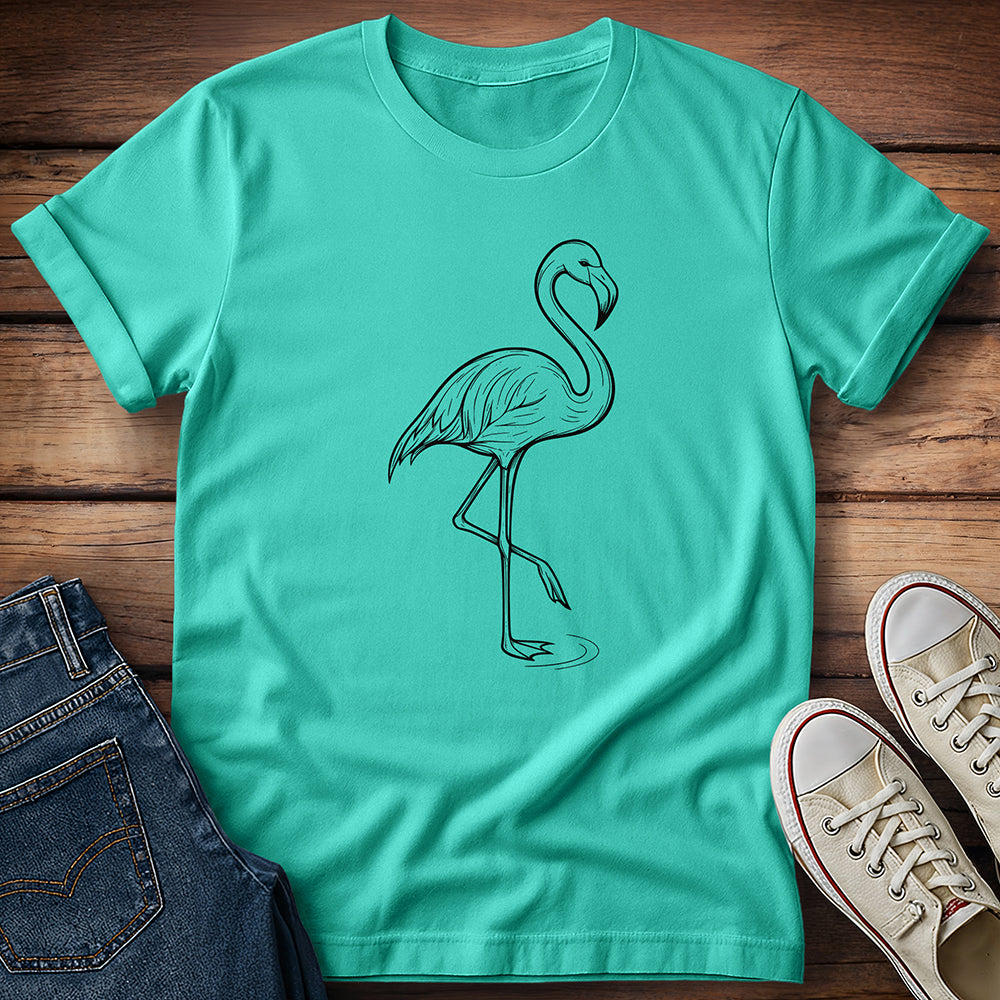Flamingo Line Art T-Shirt
