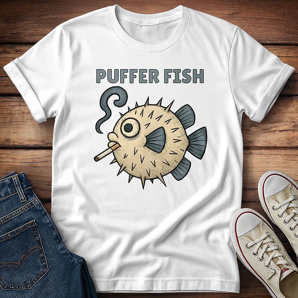 Puffer Fish Cigarette Text T-Shirt
