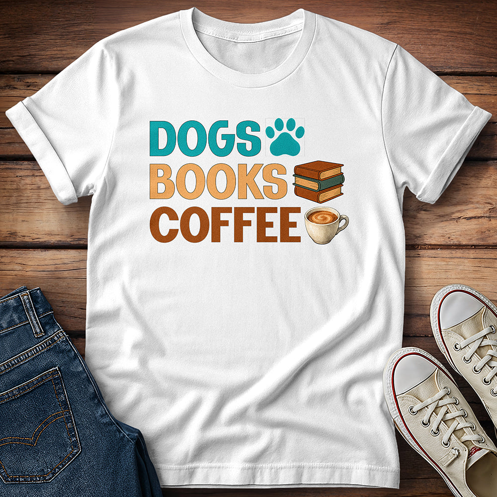 Dogs Books Coffee T-Shirt